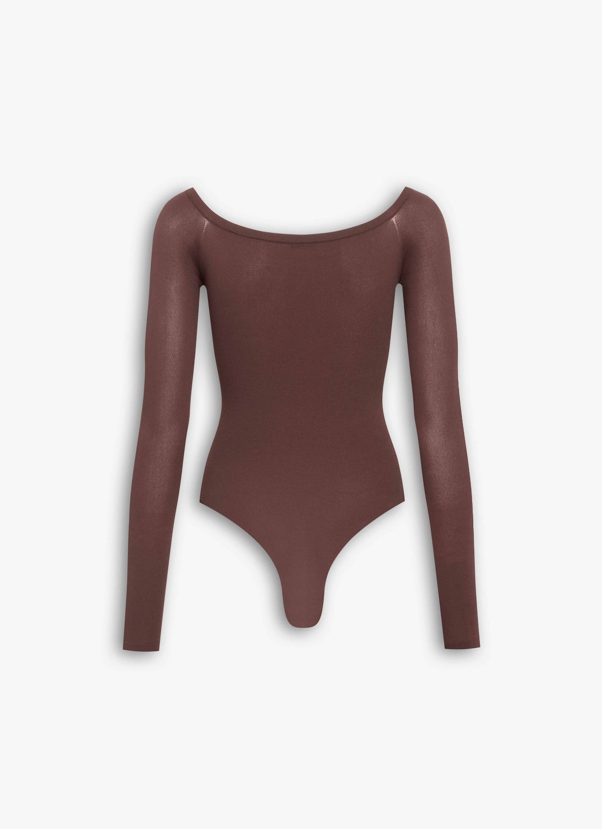 SECOND-SKIN KNIT OFF-SHOULDER BODYSUIT ALAÏA CHOCOLATE SECOND-SKIN KNIT OFF-SHOULDER BODYSUIT